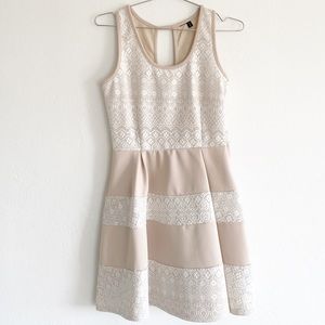 Ivory Embroidered Pleated Cocktail Skirt Dress